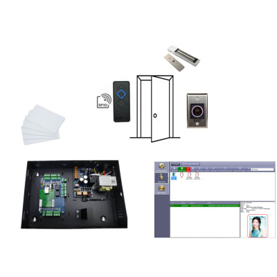Panel Control de Acceso 1 Puerta + 1 Lector RFID + Boton Salida + Fuente UPS + Software 1