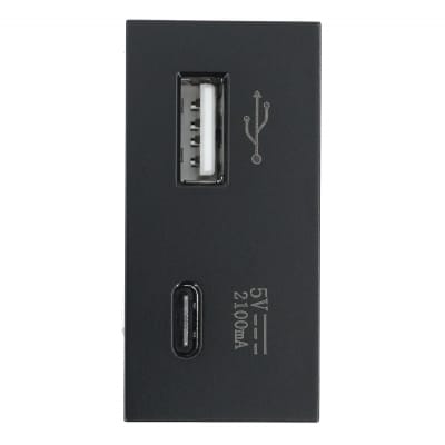 Modulo Cargador USB + tipo C Super Charge Black