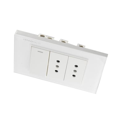 1 Interruptor 9/12 + 2 Enchufes 10A 250V, Linea Crystal 6