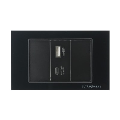 Cargador Usb Muro + tipo C Super Charge UltraSmart Style Crystal Black