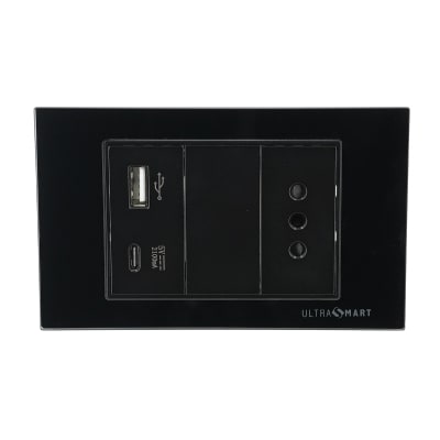 Cargador Usb Muro + Tomacorriente Simple UltraSmart Crystal Black