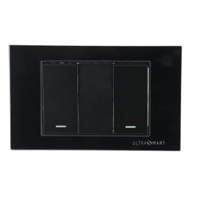 Interruptor Simple + Conmutador Simple 9/24  UltraSmart Crystal Black