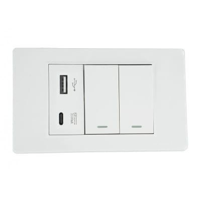 Cargador Usb Muro + Interruptor Doble 9/12 UltraSmart Estándar