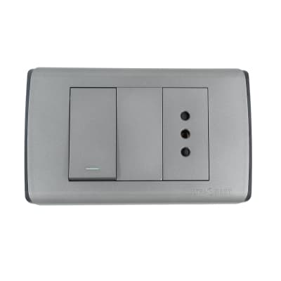Interruptor Simple 9/12 + Tomacorriente Simple  UltraSmart Grey 1