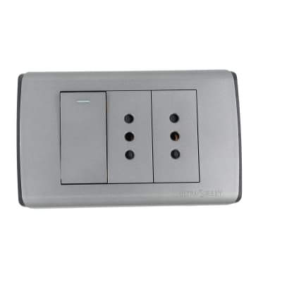 Interruptor Simple 9/12 + Tomacorriente Doble UltraSmart Grey 1