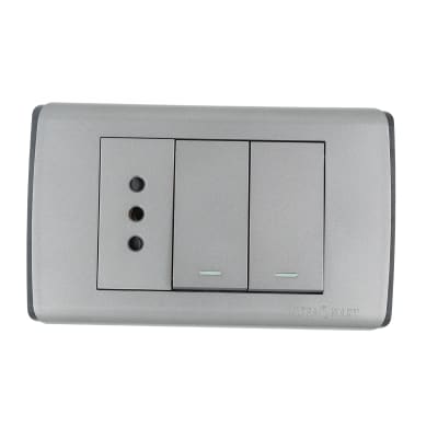 Interruptor Doble 9/12 + Tomacorriente Simple UltraSmart Grey