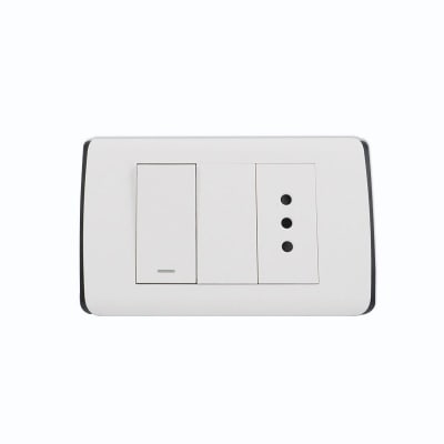 Interruptor Simple 9/12 + Tomacorriente Simple UltraSmart Style White
