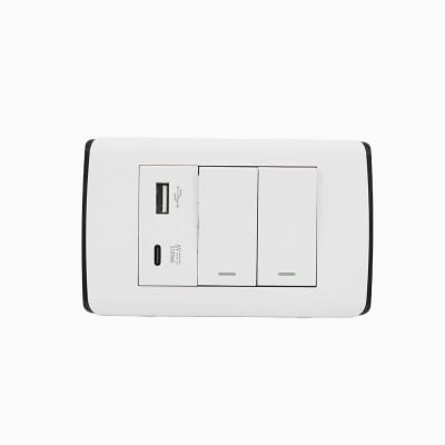 Cargador Usb Muro + Interruptor Doble 9/12 UltraSmart Style White