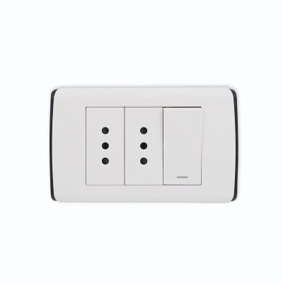 Conmutador Simple 9/24 + Tomacorriente Doble UltraSmart Style White