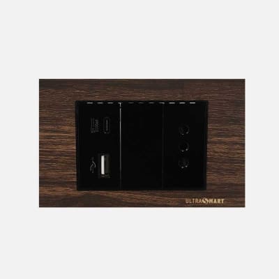 Cargador Usb Muro + Tomacorriente Simple UltraSmart Wood