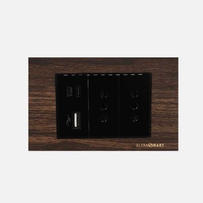 Cargador Usb Muro + Tomacorriente Doble UltraSmart Wood 1