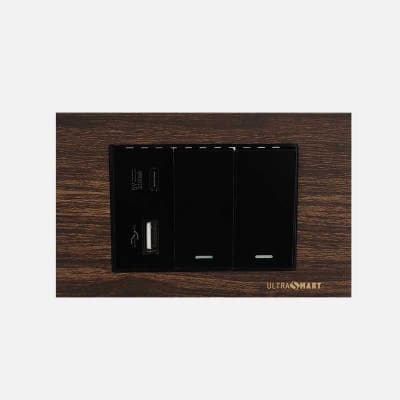 Cargador Usb Muro + Interruptor Doble 9/12 UltraSmart Wood 1