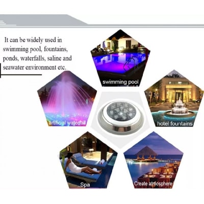 Foco Piscina RGB Control Remoto 12W 230mm small bulbs AC12V 3