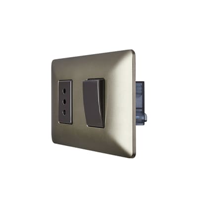 Interruptor Simple 9/12 + Tomacorriente Simple 10A STANFORD Café 2