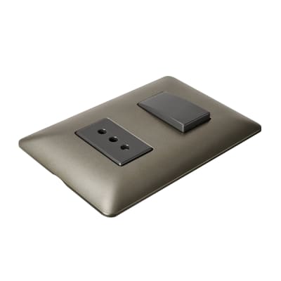 Interruptor Simple 9/12 + Tomacorriente Simple 10A STANFORD Café 4