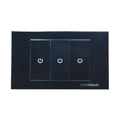 Interruptor Inteligente WiFi Pulsador Fisico Negro – Triple (3 Módulos) Ultrasmart