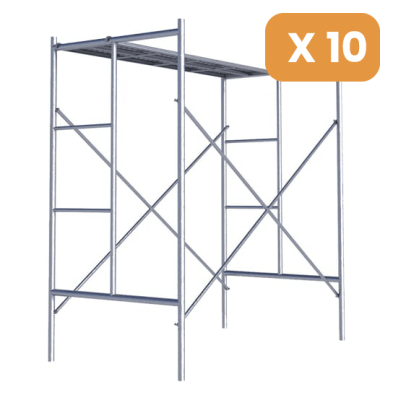 Andamios galvanizados 180 × 95 × 170 cm – Pack 10 unidades + 20 tablones