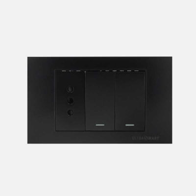 Interruptor Doble 9/12 + Tomacorriente Simple UltraSmart Black 1