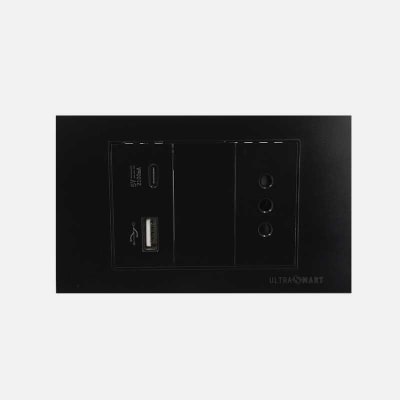 Cargador Usb Muro + Tomacorriente Simple UltraSmart  Black 1