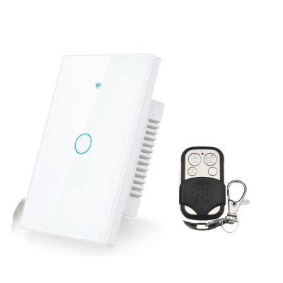 Interruptor Eléctrico Touch Crystal 1 Canal Blanco + Control Remoto