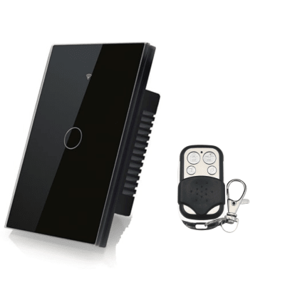 Interruptor Eléctrico Touch Crystal 1 Canal Negro + Control Remoto