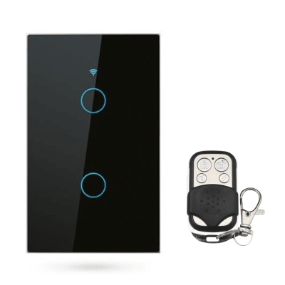 Interruptor Eléctrico Touch Crystal 2 Canales Negro + Control Remoto