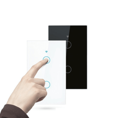 Interruptor Eléctrico Touch Crystal 2 Canales Blanco + Control Remoto 2