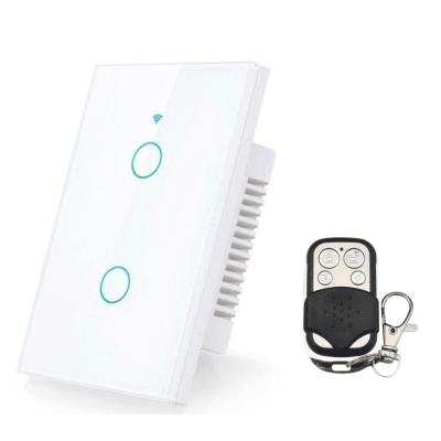 Interruptor Eléctrico Touch Crystal 2 Canales Blanco + Control Remoto