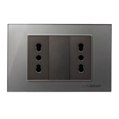Tomacorriente Doble 10A/16A Linea Crystal Grey 1