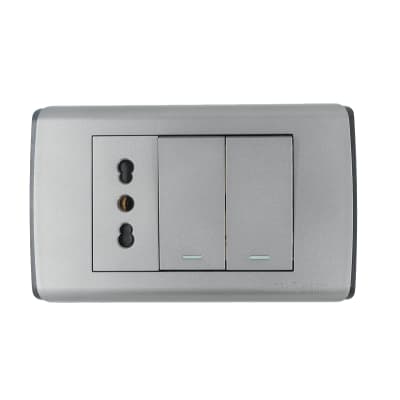 Tomacorriente Simple 10/16A + Interruptor Doble UltraSmart Style Grey
