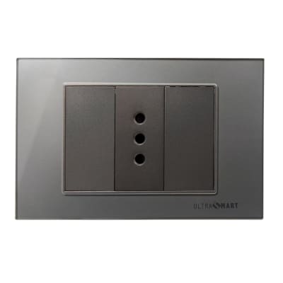 Tomacorriente Simple 10A Linea Crystal Grey 1