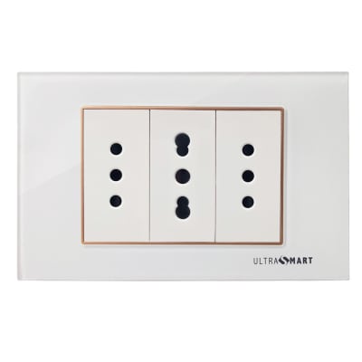 Tomacorriente 10A Doble + Tomacorriente 16A Simple Linea Crystal Advantage