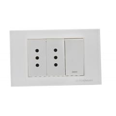 1 Interruptor 9/12 + 2 Enchufes 10A 250V, Linea Crystal 2