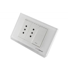 1 Interruptor 9/12 + 2 Enchufes 10A 250V, Linea Crystal 5