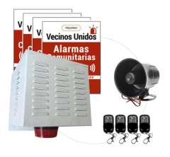 Alarma Comunitaria 20 W + 4 Controles + 4 placas Disuasivas / IMPOTEC 2