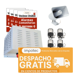 Alarma Comunitaria 30W + 4 Controles Remoto + 4 Placas Disuasivas 1