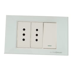 Tomacorriente 10A Doble + Interruptor 9/24 Crystal White 3