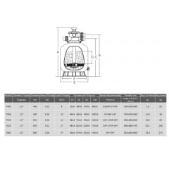 Filtro de Arena Montaje superior T400 mm de diámetro 8.000 Lts 8m3/H 4