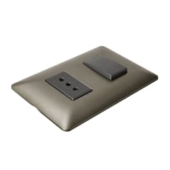 Interruptor Simple 9/12 + Tomacorriente Simple 10A STANFORD Café 4