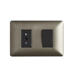 Interruptor Simple 9/12 + Tomacorriente Simple 10A STANFORD Café 0