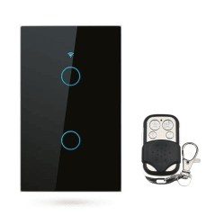 Interruptor Eléctrico Touch Crystal 2 Canales Negro + Control Remoto 0