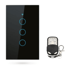 Interruptor Eléctrico Touch Crystal 3 Canales Negro + Control Remoto 0