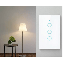 Interruptor Eléctrico Touch Crystal 3 Canales Blanco + Control Remoto 2