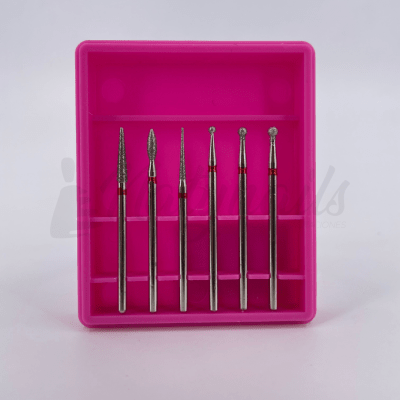 KIT DE 6 FRESAS MANICURE RUSA - CAJA ROSADA