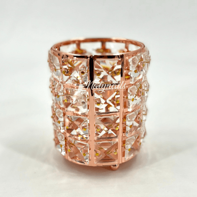 PORTA PINCELES DORADO Y CRISTALES