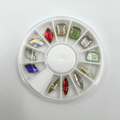 RUEDA GEMAS DE CRISTALES VIDRIO BORDE DORADO1