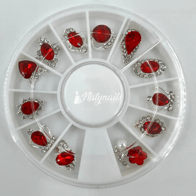RUEDA GEMAS DE CRISTALES VIDRIO PREMIUM #5 ROJAS1