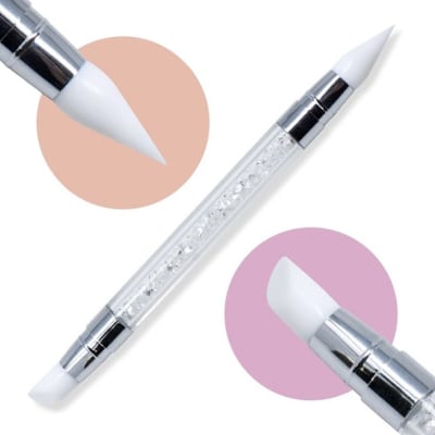 Pincel de Silicona Doble Punta Rosado1