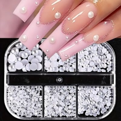 Set de Perlas Planas Blancas x6 Navi