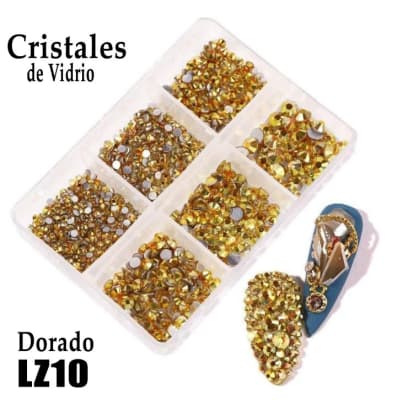 CRISTALES DE VIDRIO EN CAJA LZ10 DORADO1